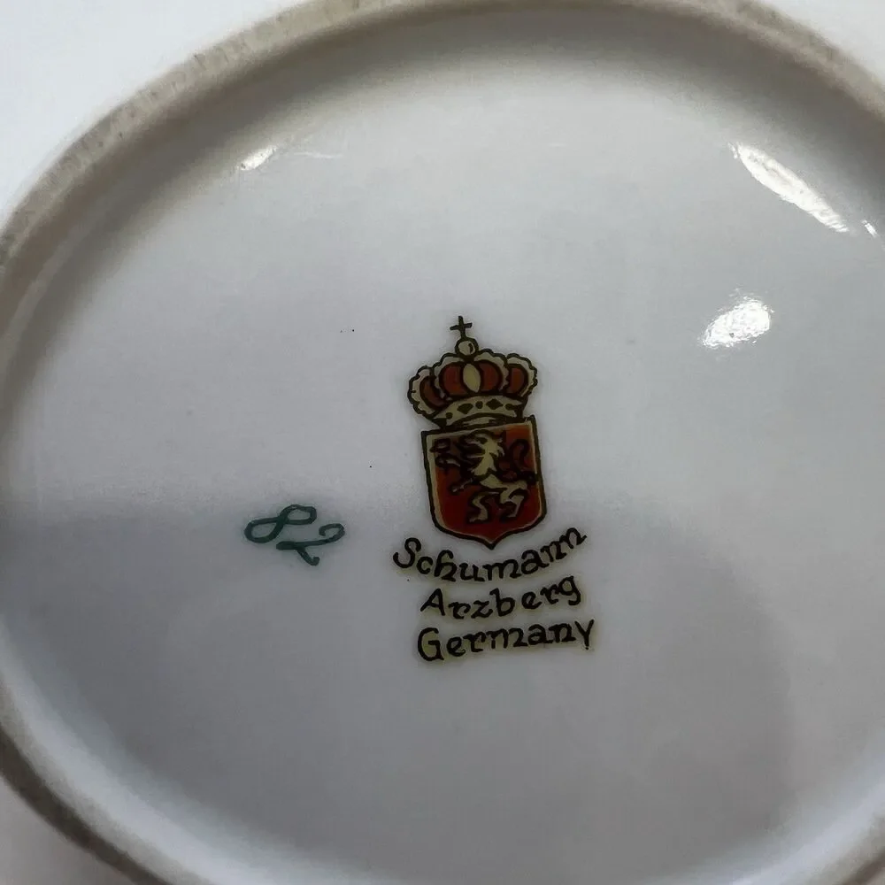 Vintage Easter Dish Schumann Arzberg Wild Rose Gold Trim Porcelain Bowl Germany